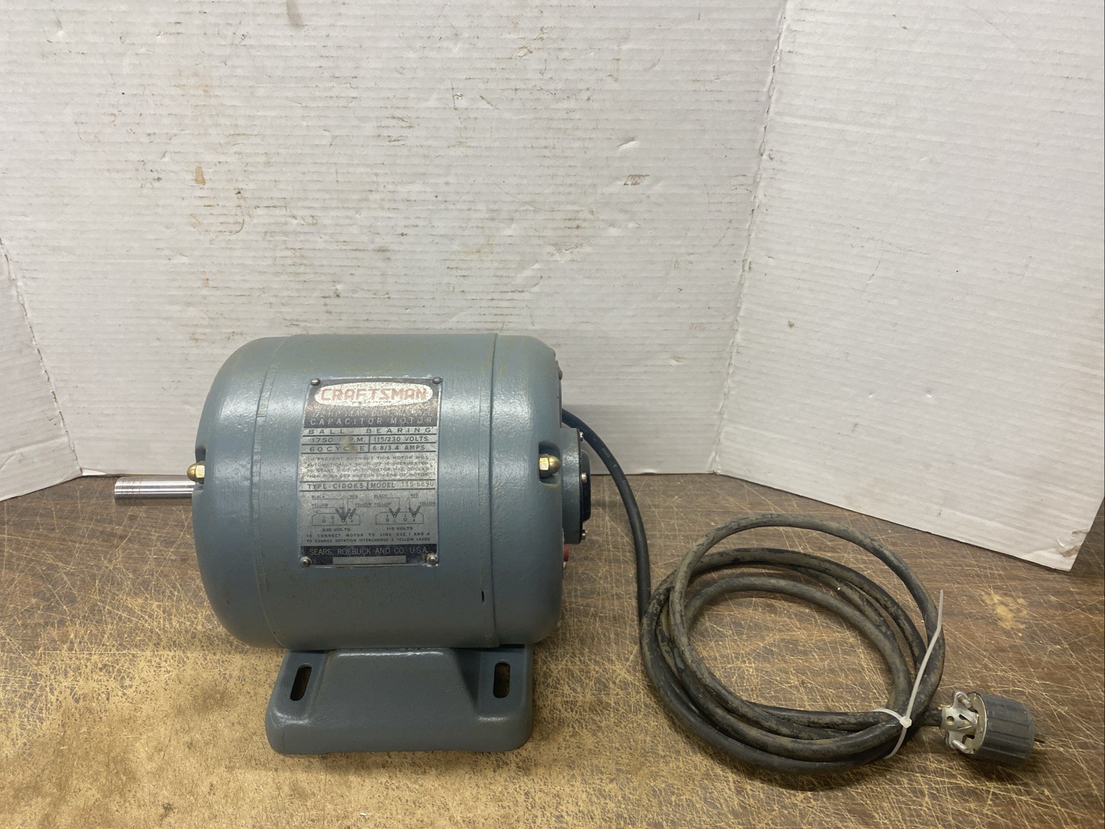 Craftsman Table Saw Motor  Md 115.6890 HP 3/4  Rpm 1750 115/230V   Em 475