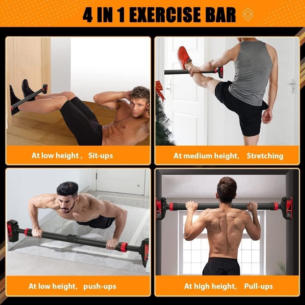 Pull Up Bar for Doorways with Level Meter and Adjustable Width Strength Training