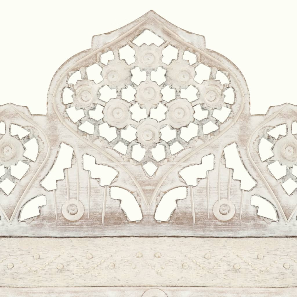 Hand carved 3-Panel Room Divider White 47.2"x65" Solid Mango Wood
