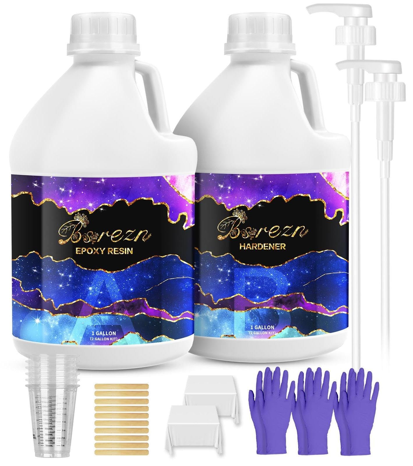 2 Gallon Epoxy Resin Kit with Pumps – Crystal Clear, Bubble-Free, No Yellowin...