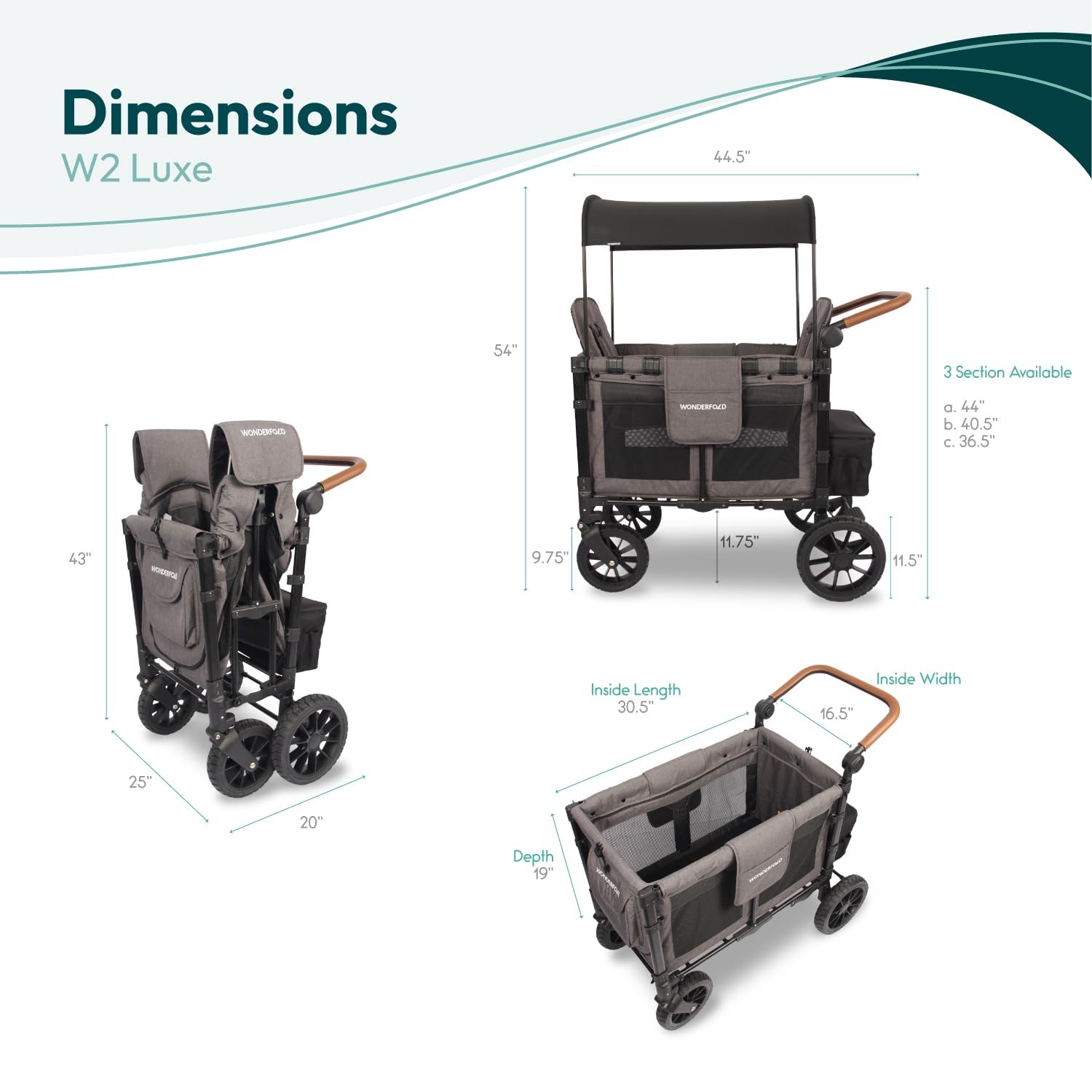 W2 Luxe Stroller Wagon (2 Seater) - Collapsible Wagon Stroller with Seats wit...