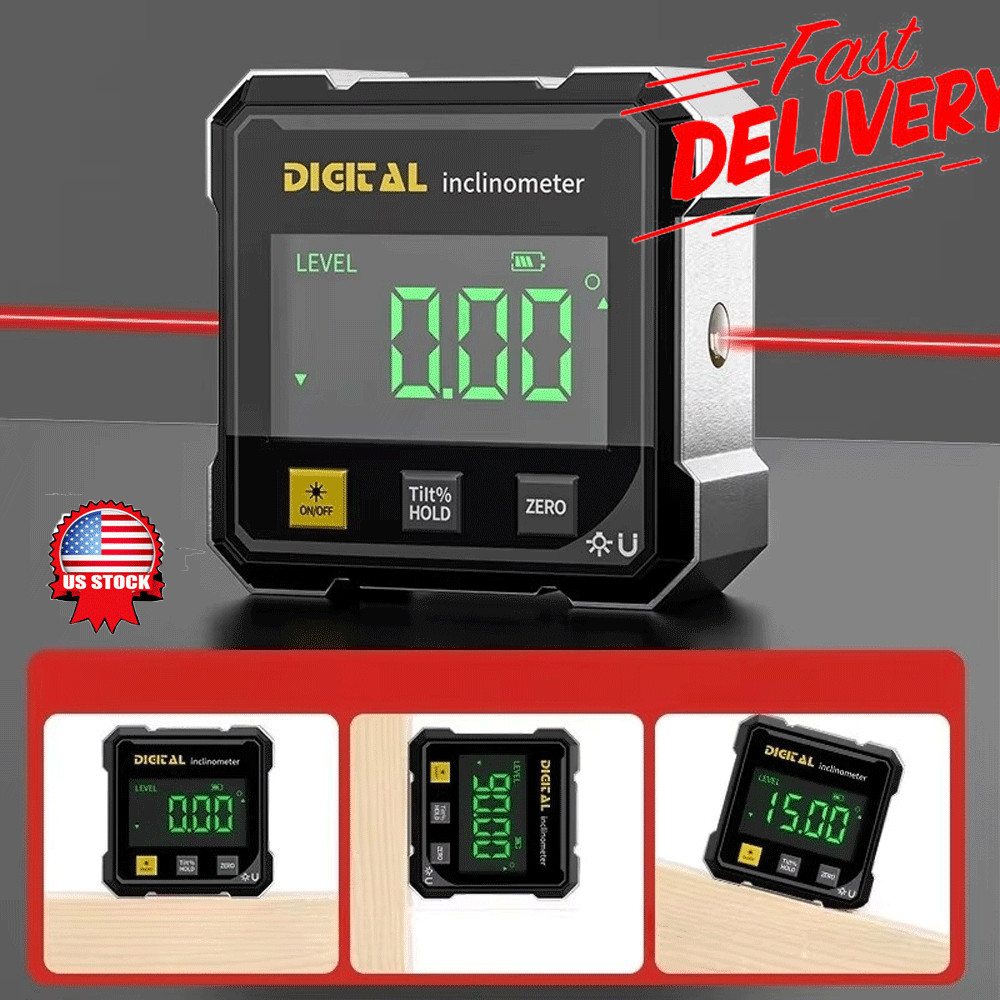 Digital Angle Finder with Electronic Laser 4-Side Magnetic Angle Gauge AE