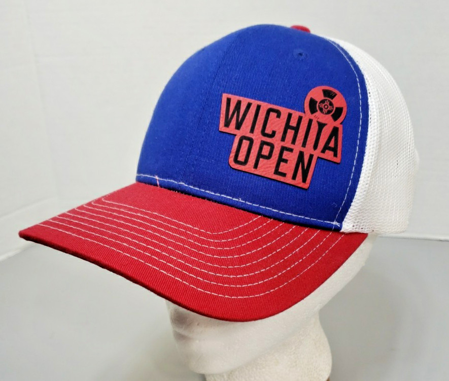 Wichita Open Golf Snapback Hat Red White and Blue Port Authority Cotton Polyestr