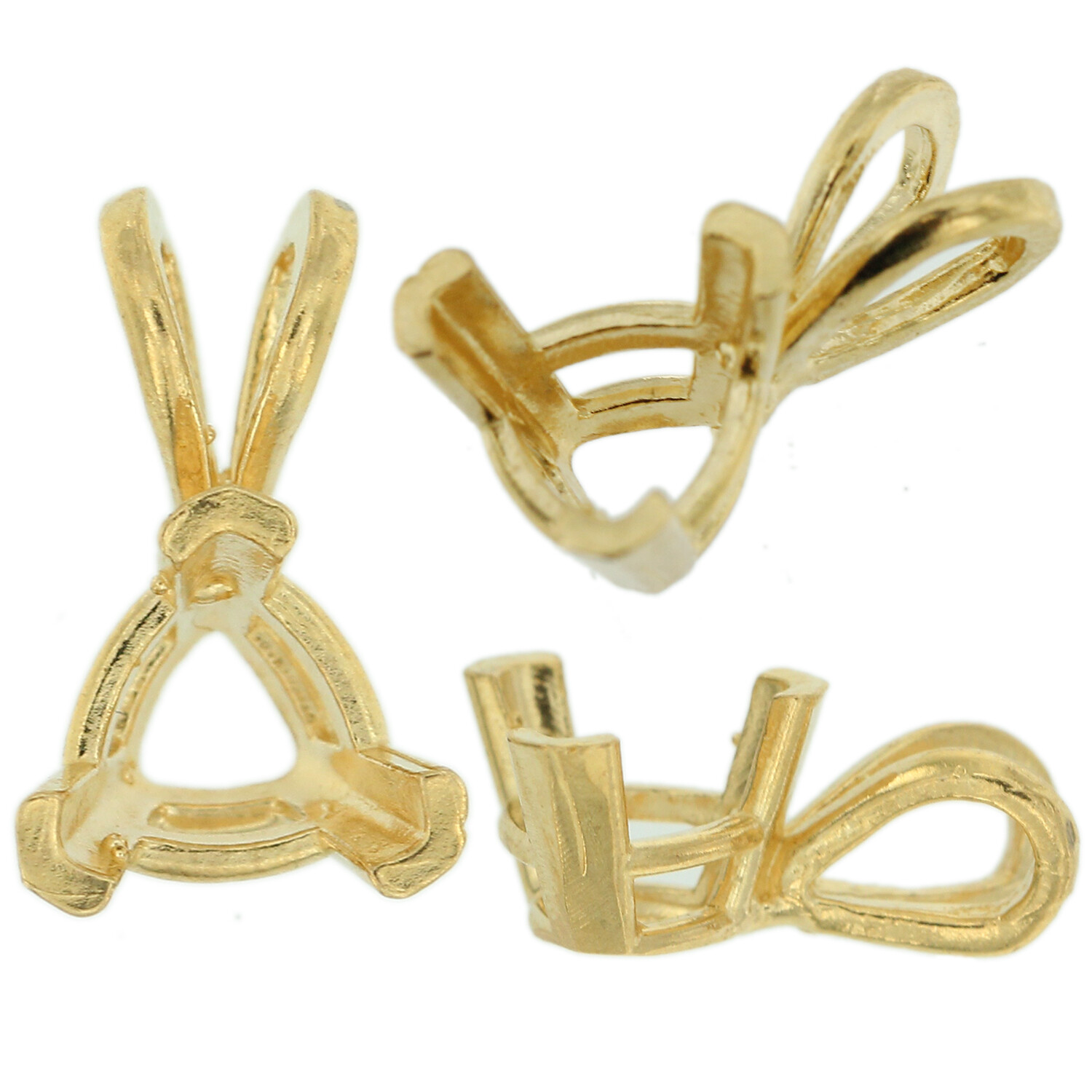 14K Yellow Gold Trillion Pendant Setting Rabbit Ear Bail Mounting 0.12ct-5.00ct