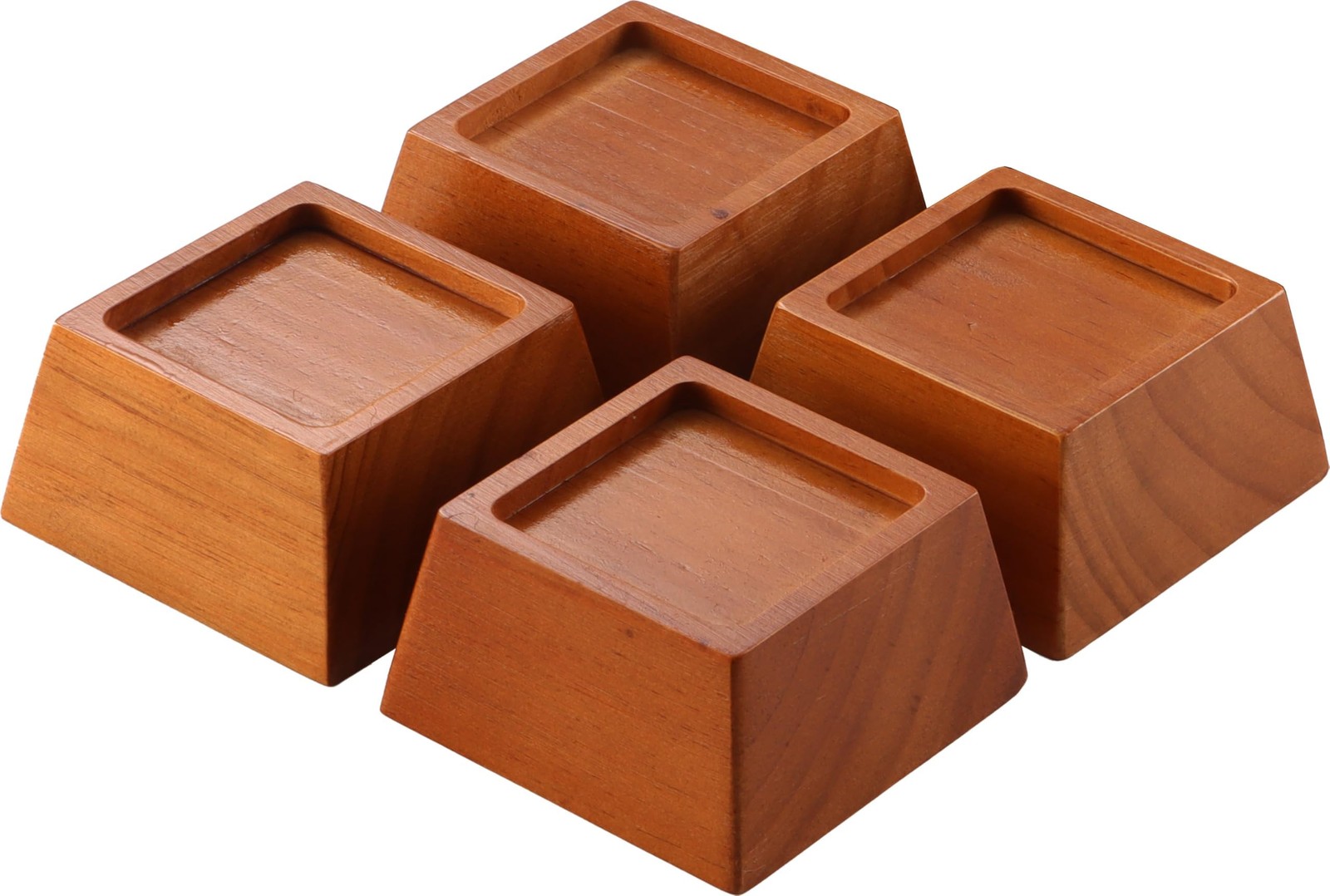 Premium Pine Wood Bed Risers Furniture Lift Brown 4 PCS 2 Inch Space Saving