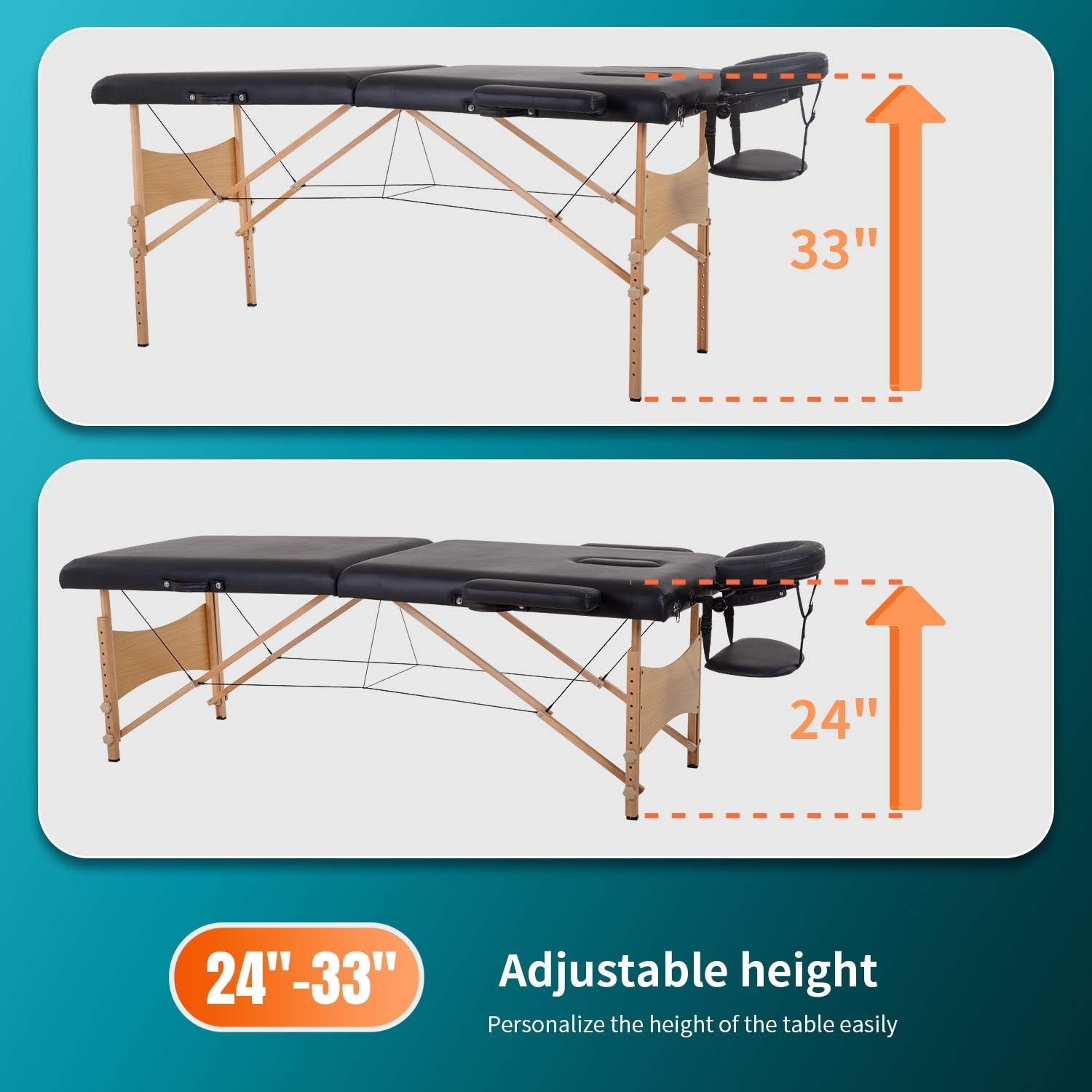 Portable Massage Table - 28" Wide, Luxe Comfort, Adjustable & Convenient