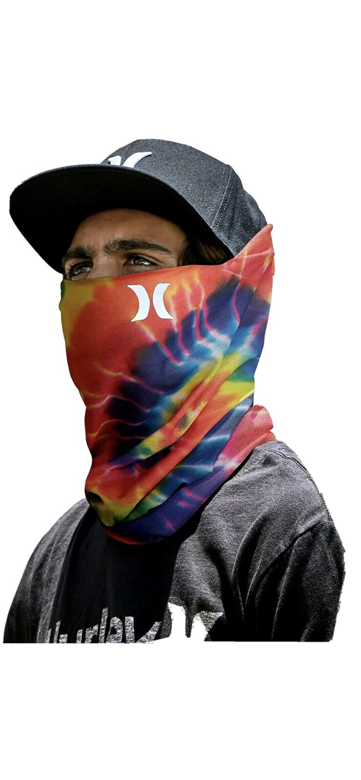 HURLEY Breathable Neck Gaiter One Size Tie Dye Rainbow Run Running Mask NEW