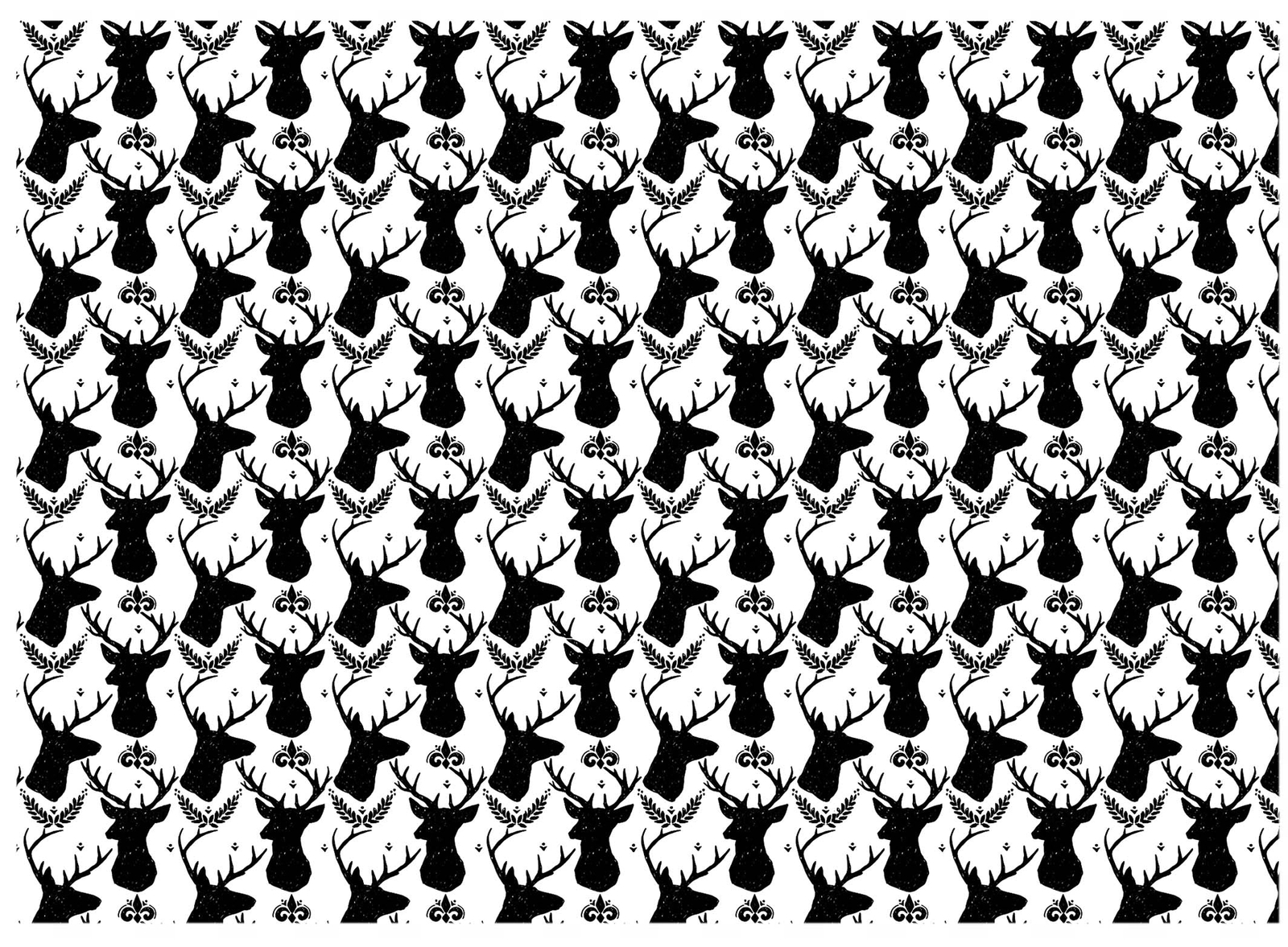 Allover Deer Heads 1 pc 5 x 7 Inch Black Fused Glass Decal