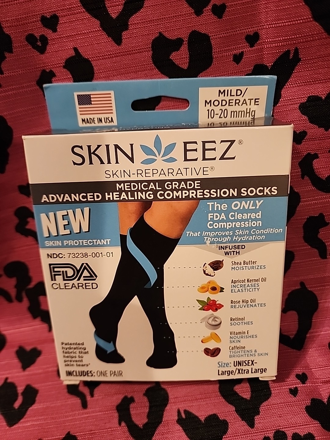 SKIN EEZ Skin Reparative Medical Compression Socks 10-20mmHg szL/Xl 3Black 1 Wht