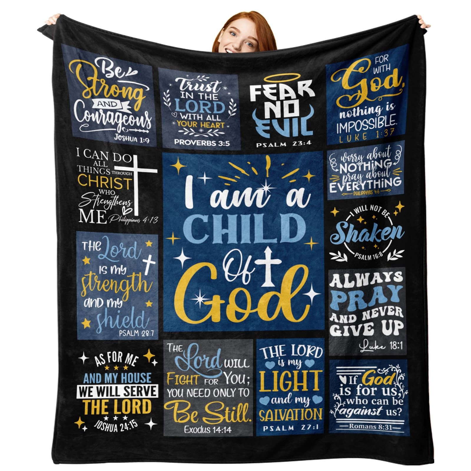 Christian Gifts for Men Flannel Throw Blanket, Religious Inspirational I Am a...