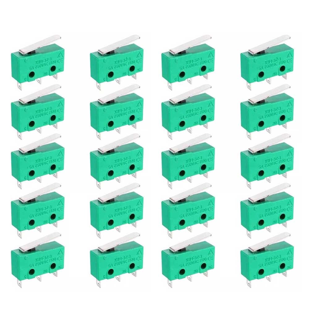 20PCS KW4-3Z-3 Micro Switch SPDT NO NC 3 Terminals Short Straight Lever Green