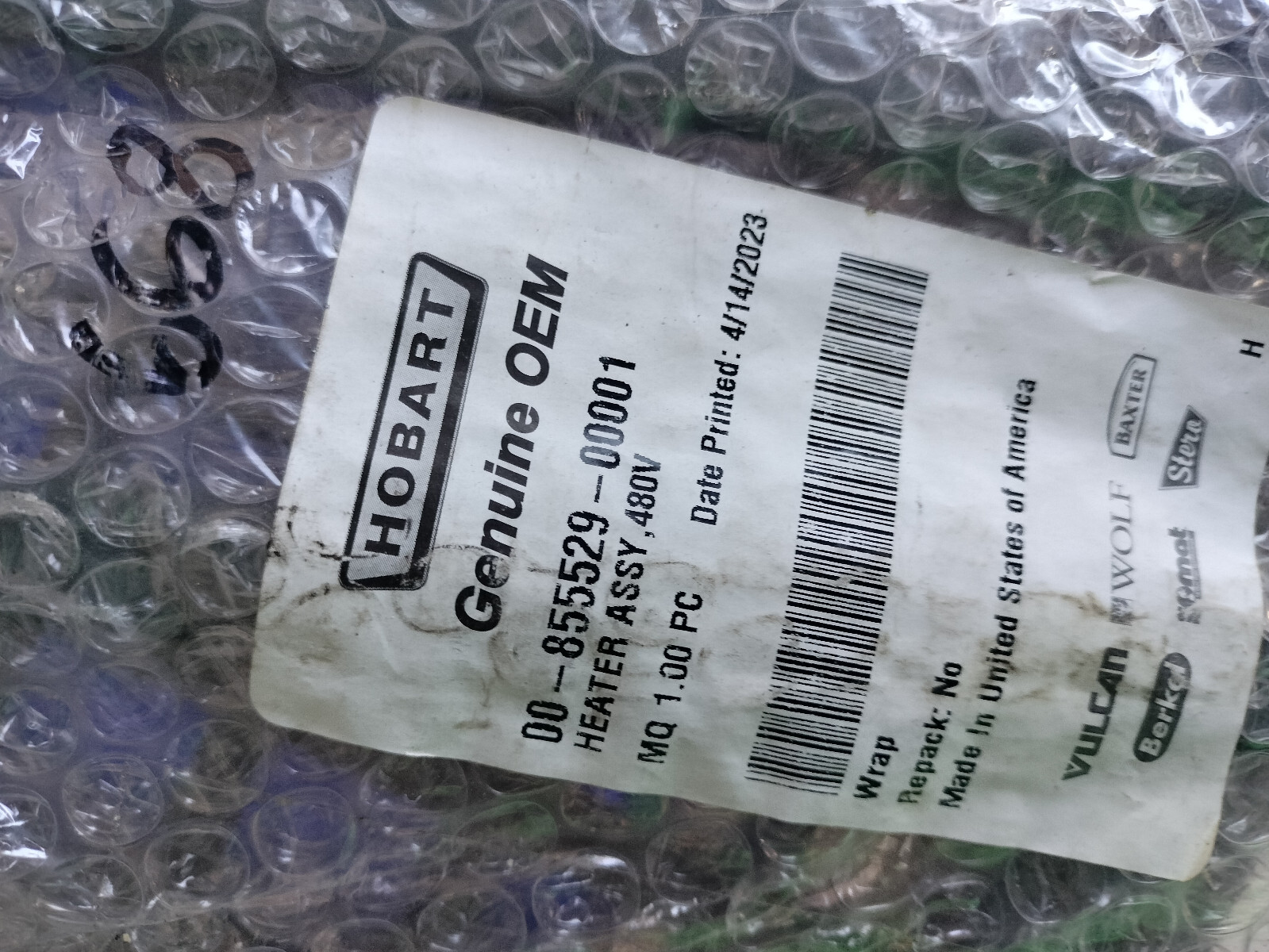 CLOSEOUT!! OEM Vulcan Hart Heating Element, 480V - OEM VH00-855529-00001