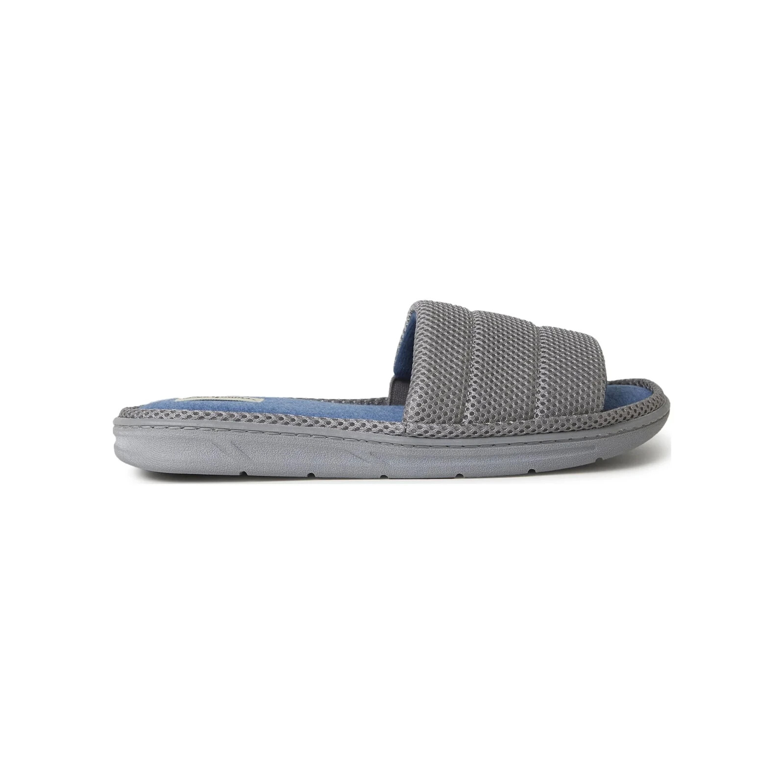 NEW Dearfoams Drew Mesh Slide Memory Foam Grey Slipper Men's Size Large 11-12
