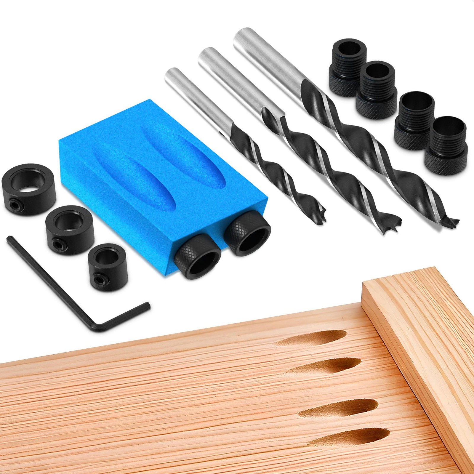 14 Pcs Pocket Hole Jig Kit for Woodworking – Aluminum Pocket Screw Jig ±0.2 m...
