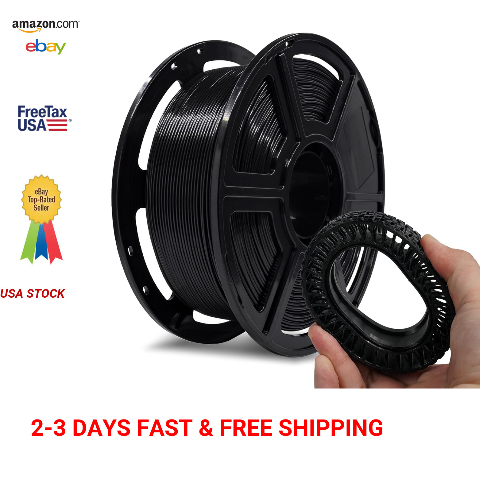 Flexible 3D Printer Filament 1.75 mm 1Kg Spool, Elastic and Durable for Soft