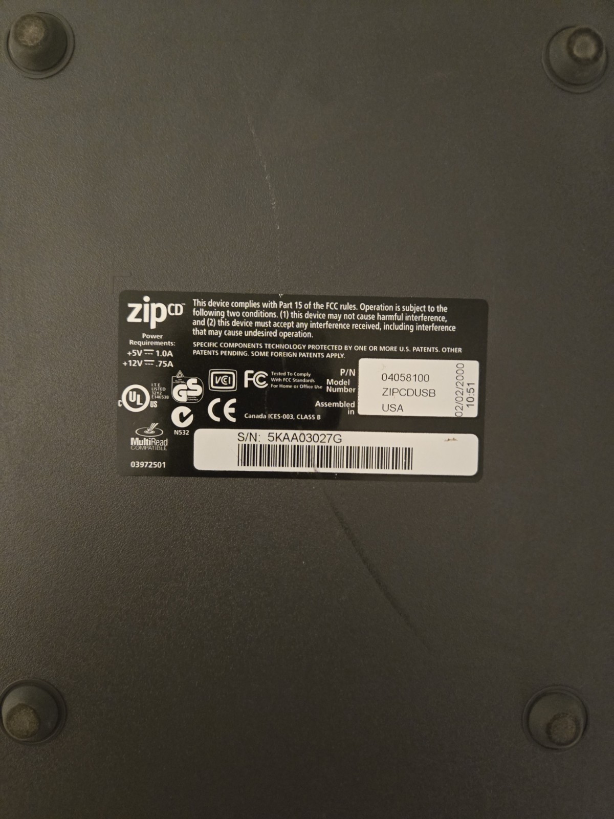 iomega zip CD 650 ZIPCDUSB Recordable/Rewriteable External Drive UNTESTED