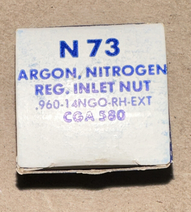 Superior Argon Helium Nitrogen Nut N-73 Compatible with Western 92 Inlet CGA-580