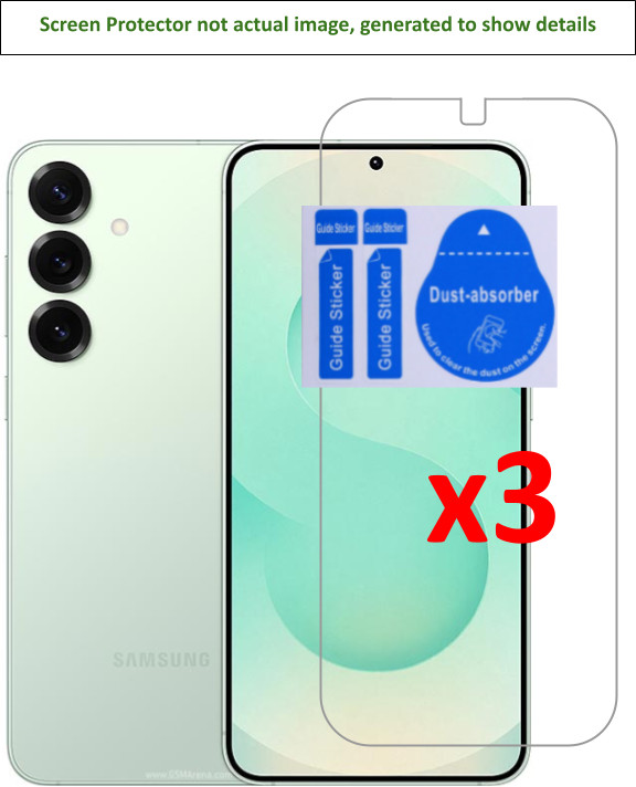 3x Samsung Galaxy S25+ Screen Protector w/ cloth and install sticker