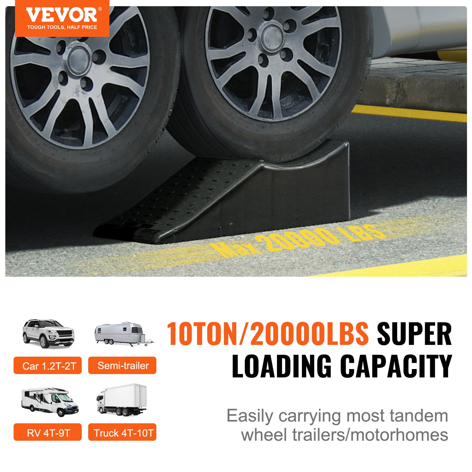 VEVOR Car Service Ramp - 20000 lbs/10 ton Loading Capacity - 5.5" Lift - Low Pro