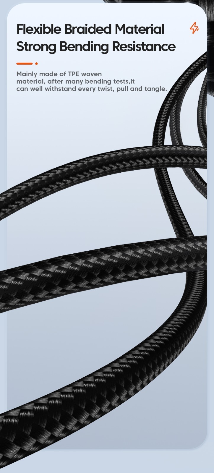 TRON USB A-C Digital Display Braided Charging Cable 6A | 5FT