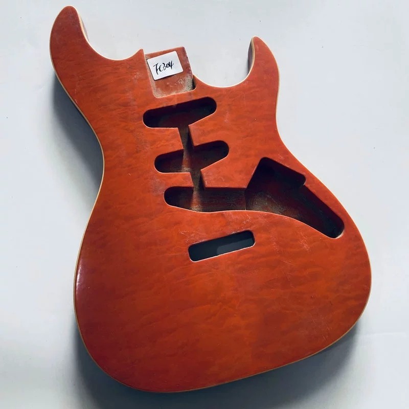 ST Electric Guitar Body, Ash Wood SSS-Pickup, Orange Water Ripple DIY FC278