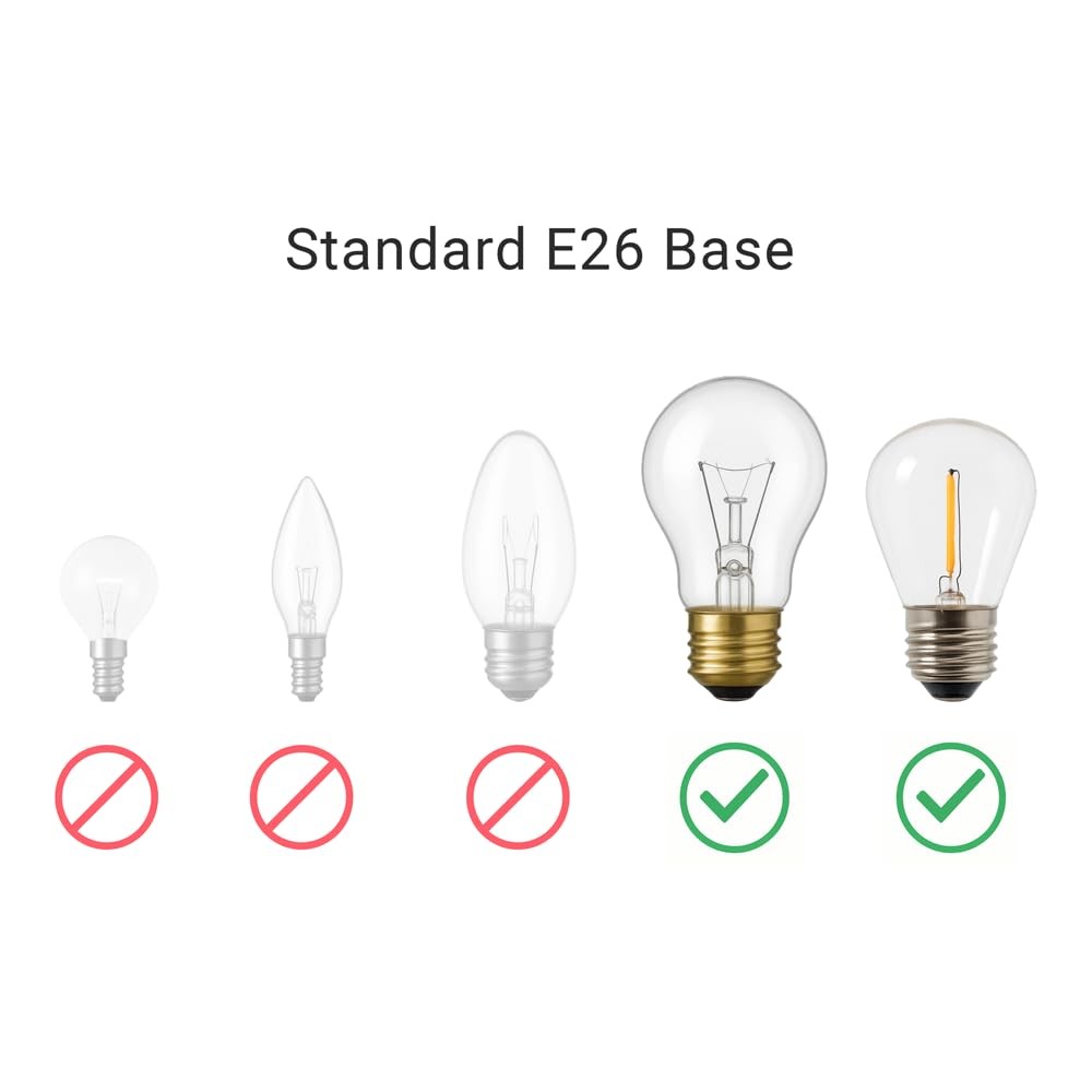 Light Socket Safety Cap Plugs for E26 Sockets - Improved Fit for String Lights