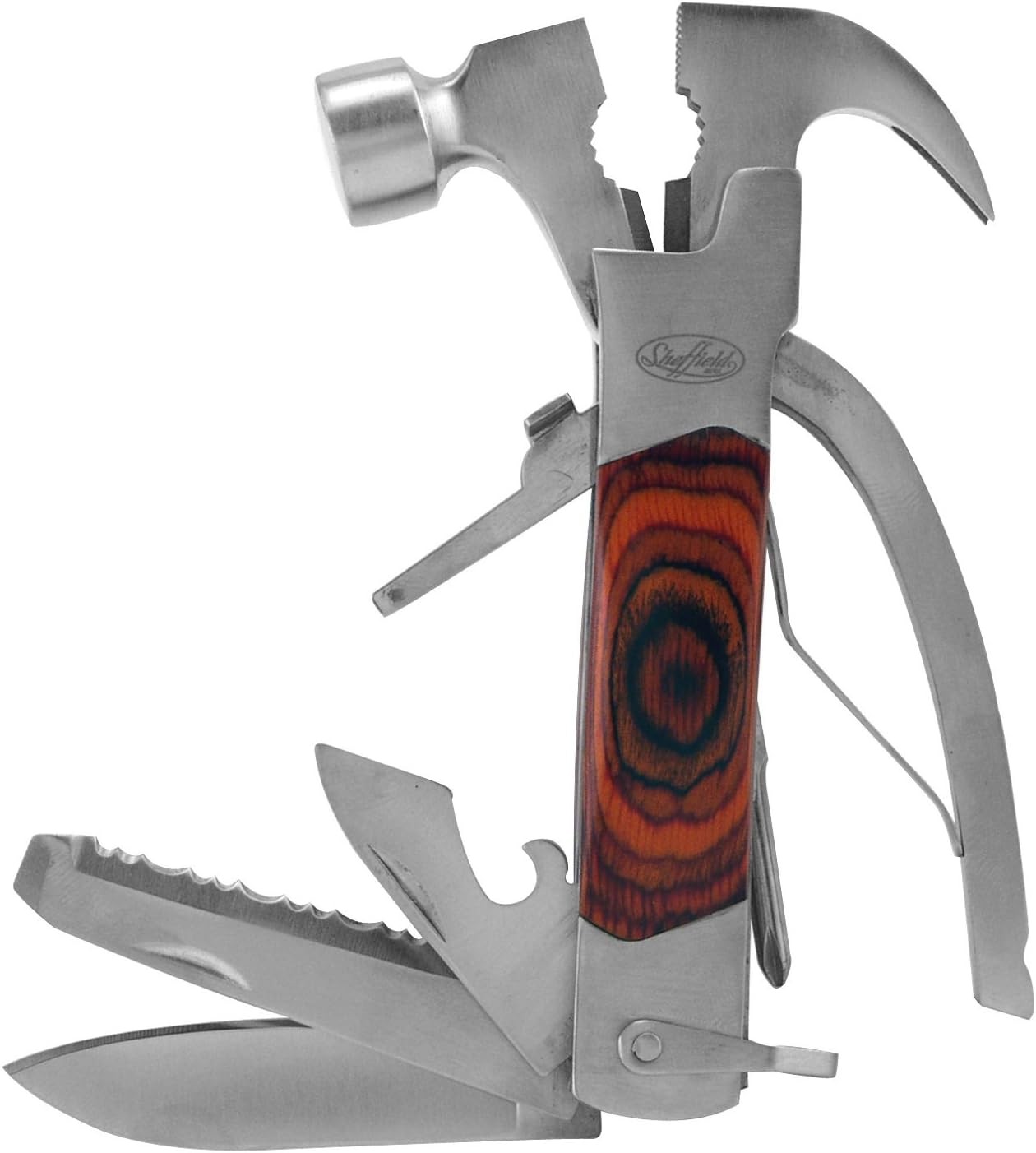 Sheffield 12913 14-in-1 Hammer Multi Tool, Stocking Stuffers, Small, Black