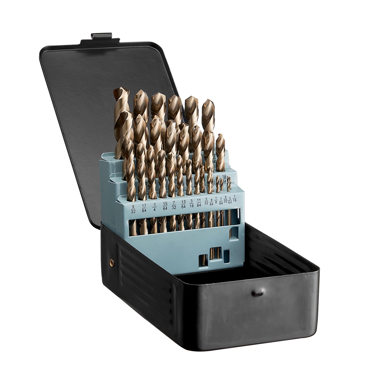 29Pc M42 Cobalt Drill Bit Set Round Shank Metal Steel Lifetime Case SAE
