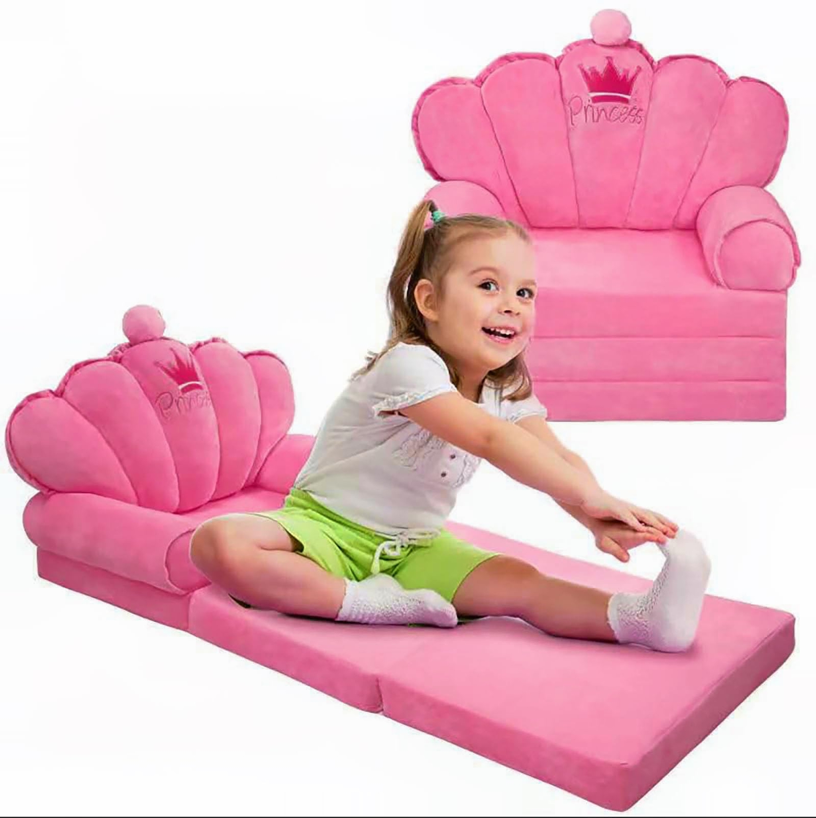 Pink Toddler Chair Kids Sofa Lounger Toddler Bed Couch for SeatingSoft Prince...