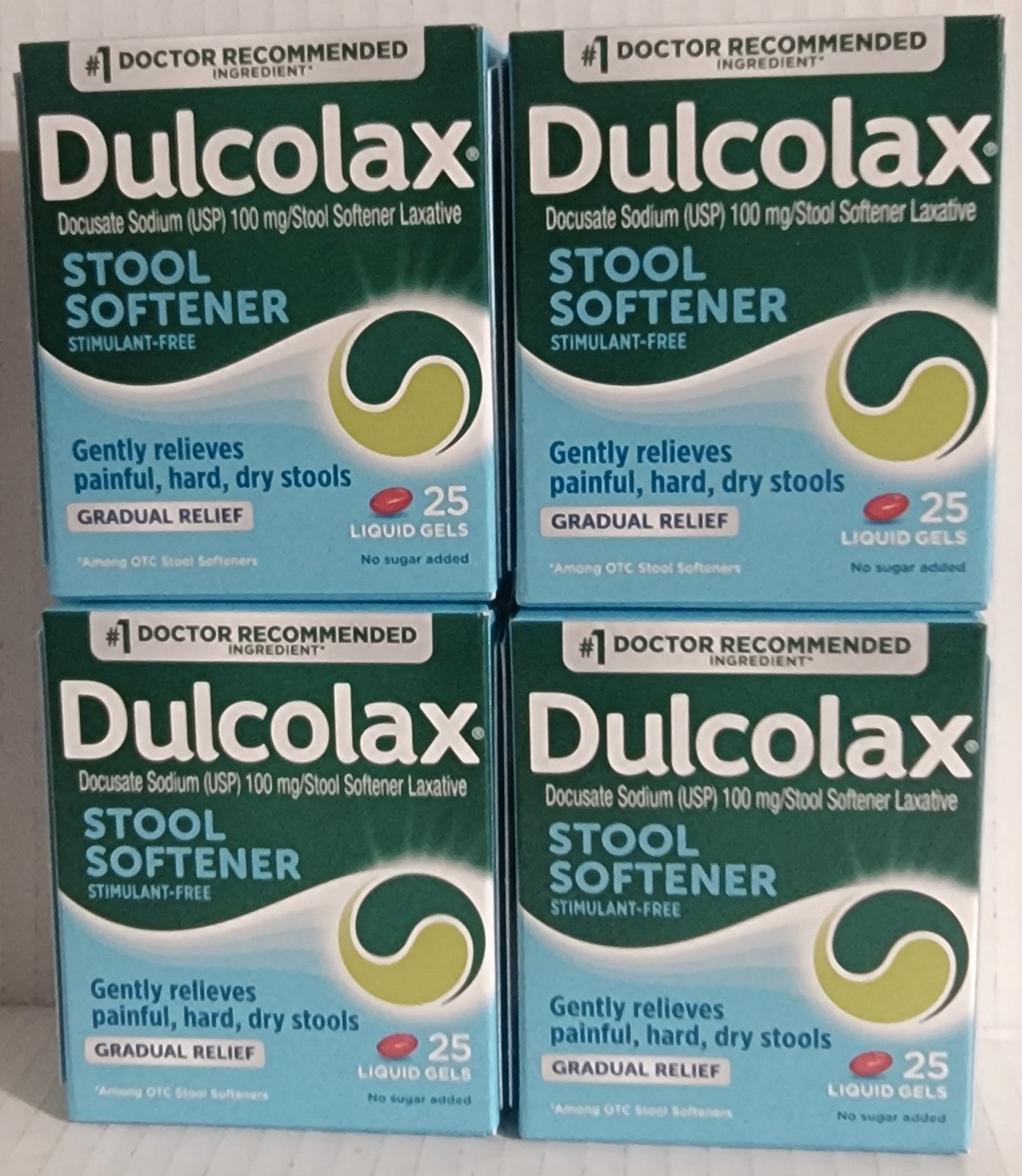 (4) Dulcolax Liquid Gels Stool Softener 25ct Ea. (100) Gradual Relief Exp: 11/27
