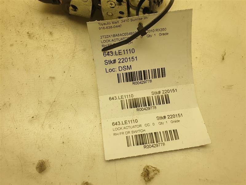 2010 LEXUS RX350 PASSENGER SIDE FRONT DOOR LOCK ACTUATOR ASSEMBLY