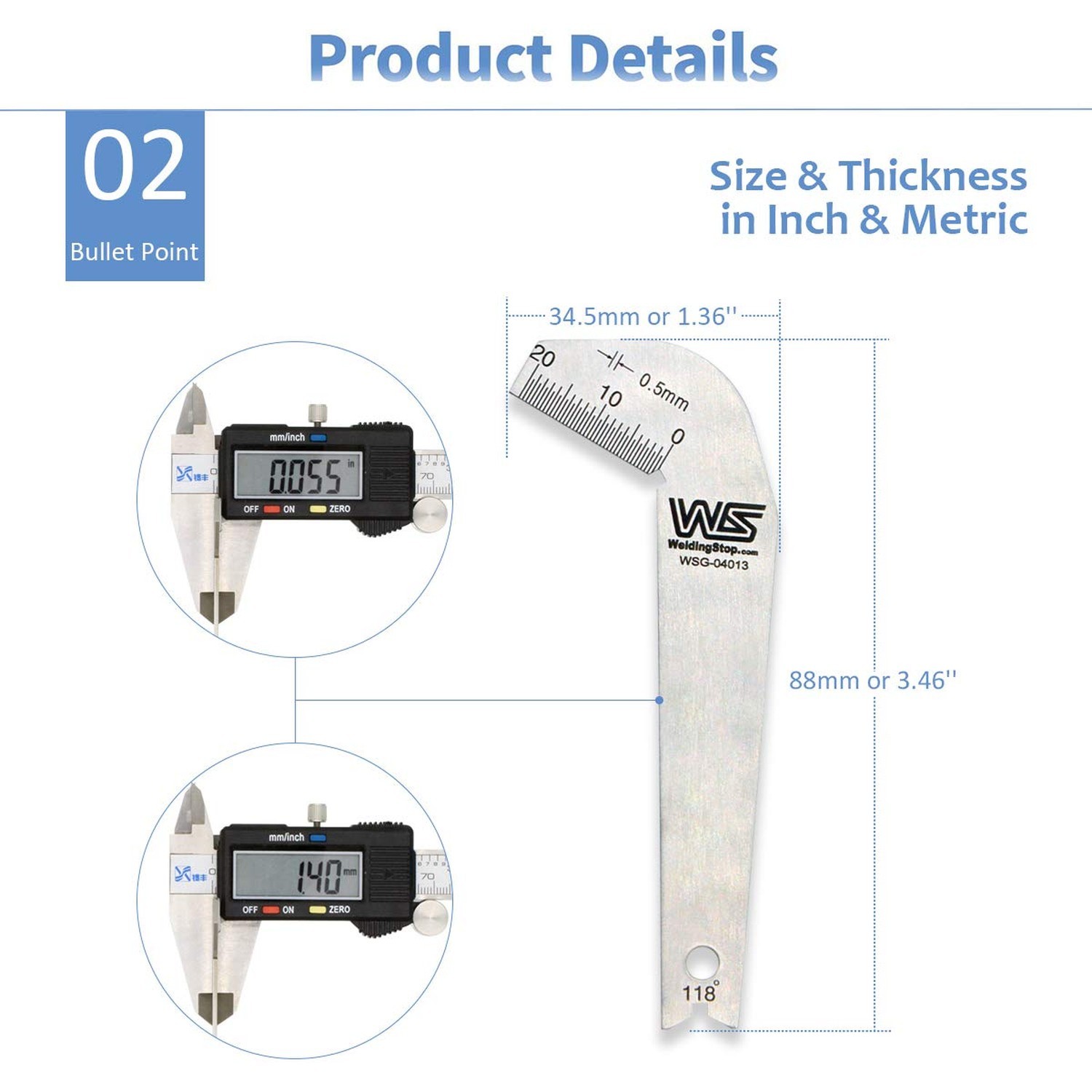 WeldingStop Drill Bits Gage 118 Degree Angle Drill Sharping Gauge, Stainless ...