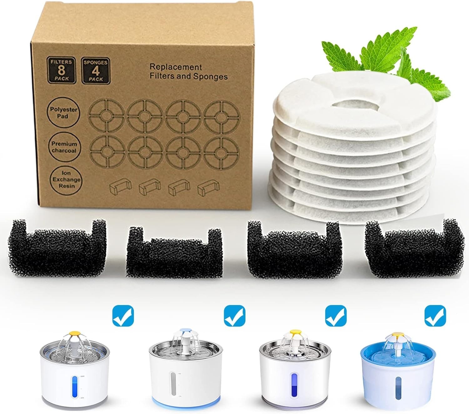 Cat Water Fountain Filter Replacement 81 oz/2.4 L Automatic Pet Water Dispenser