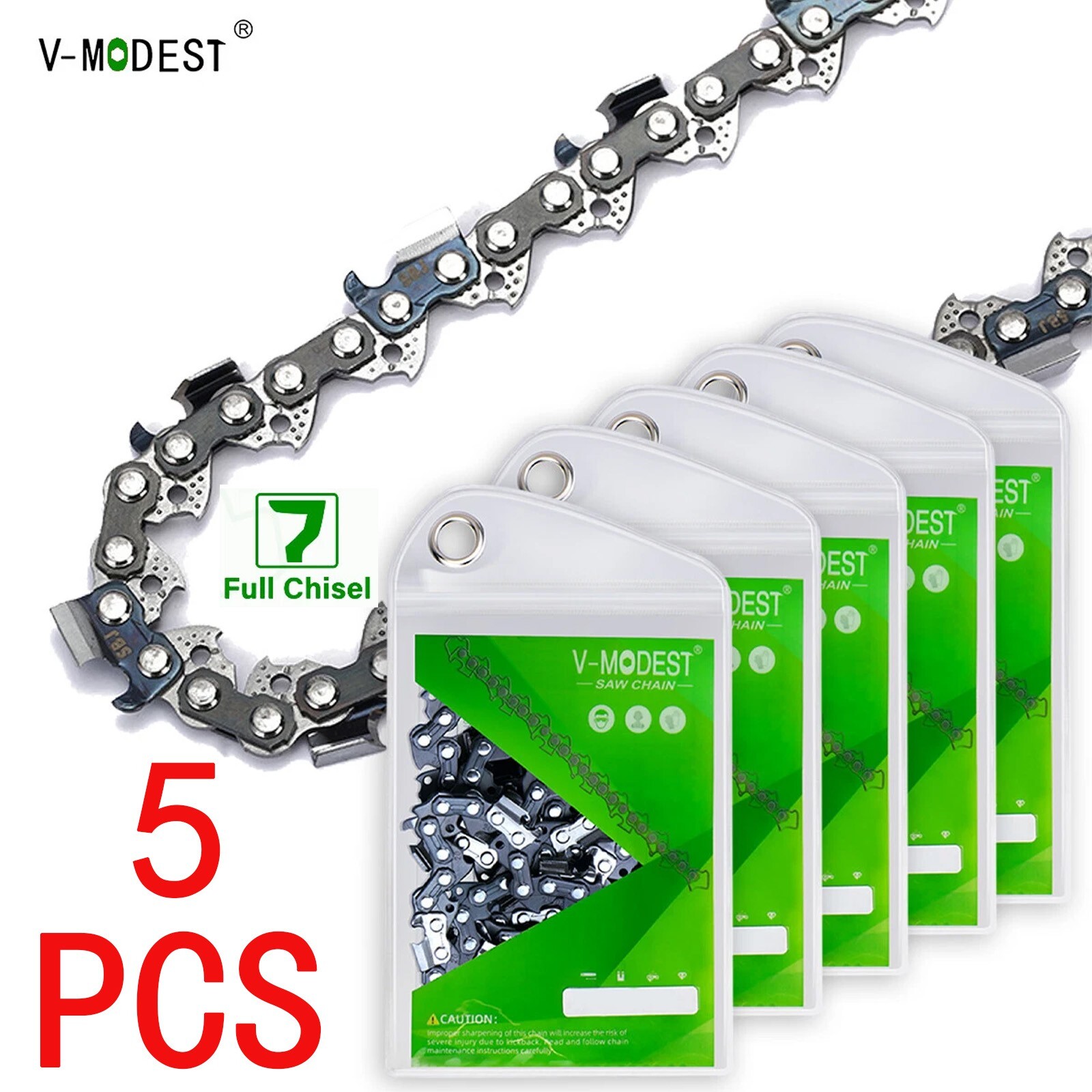 5 PCS Fit Stihl 25" Bar Full Chisel Chainsaw Chain 3/8" Pitch .050" Gauge 84DL