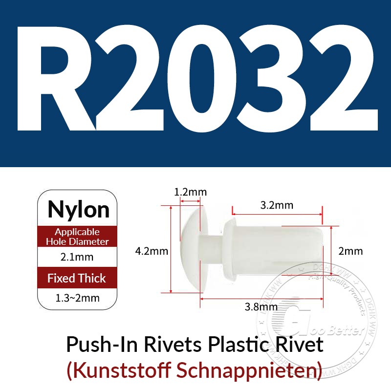 Push-In Rivets Plastic Fasteners Rivet Trim Clips Diameter 2mm - 6mm Nylon Rivet