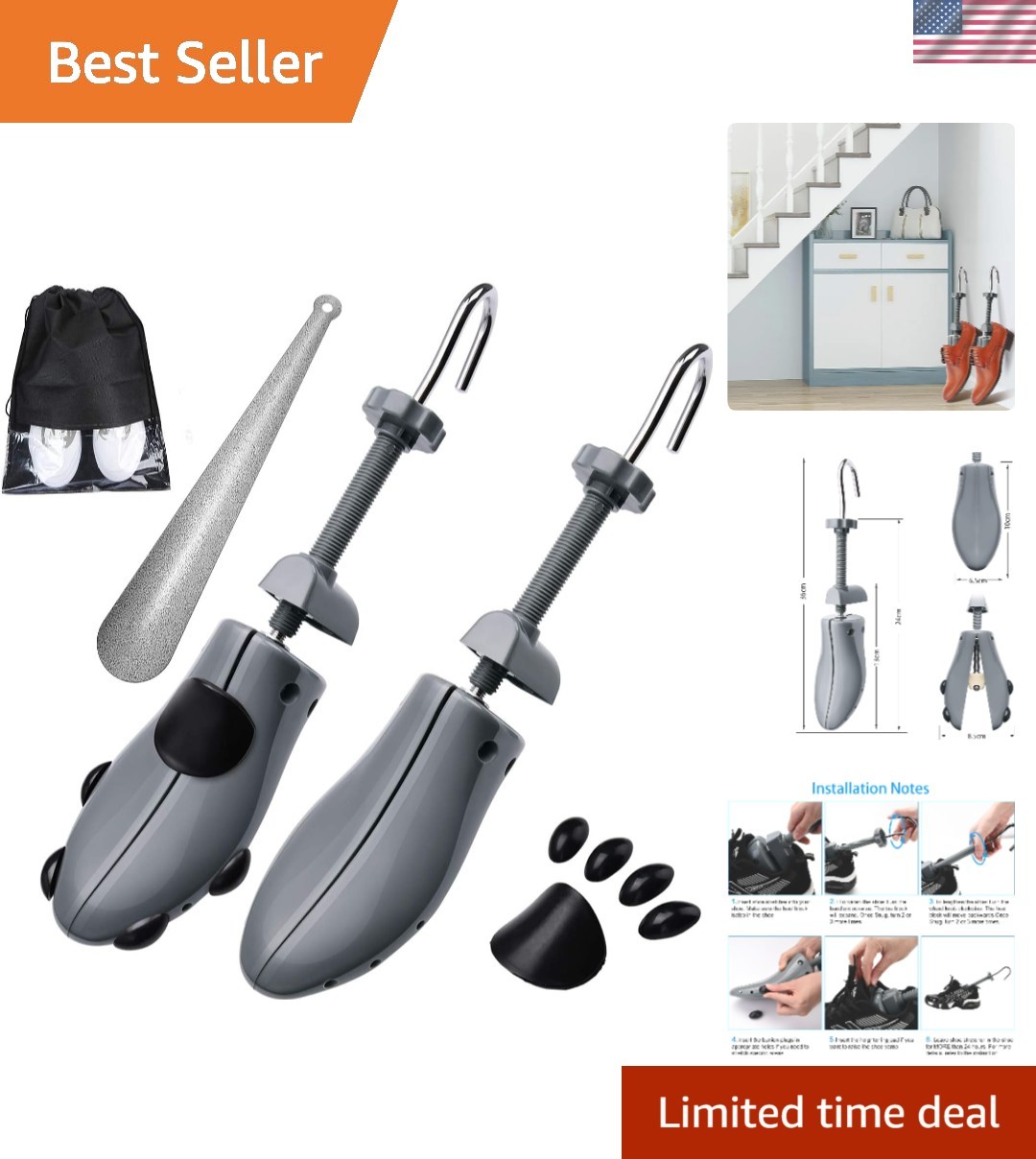 4-way Adjustable Shoe Stretcher for Optimal Comfort & Fit - US6.5-10, US10-13.5