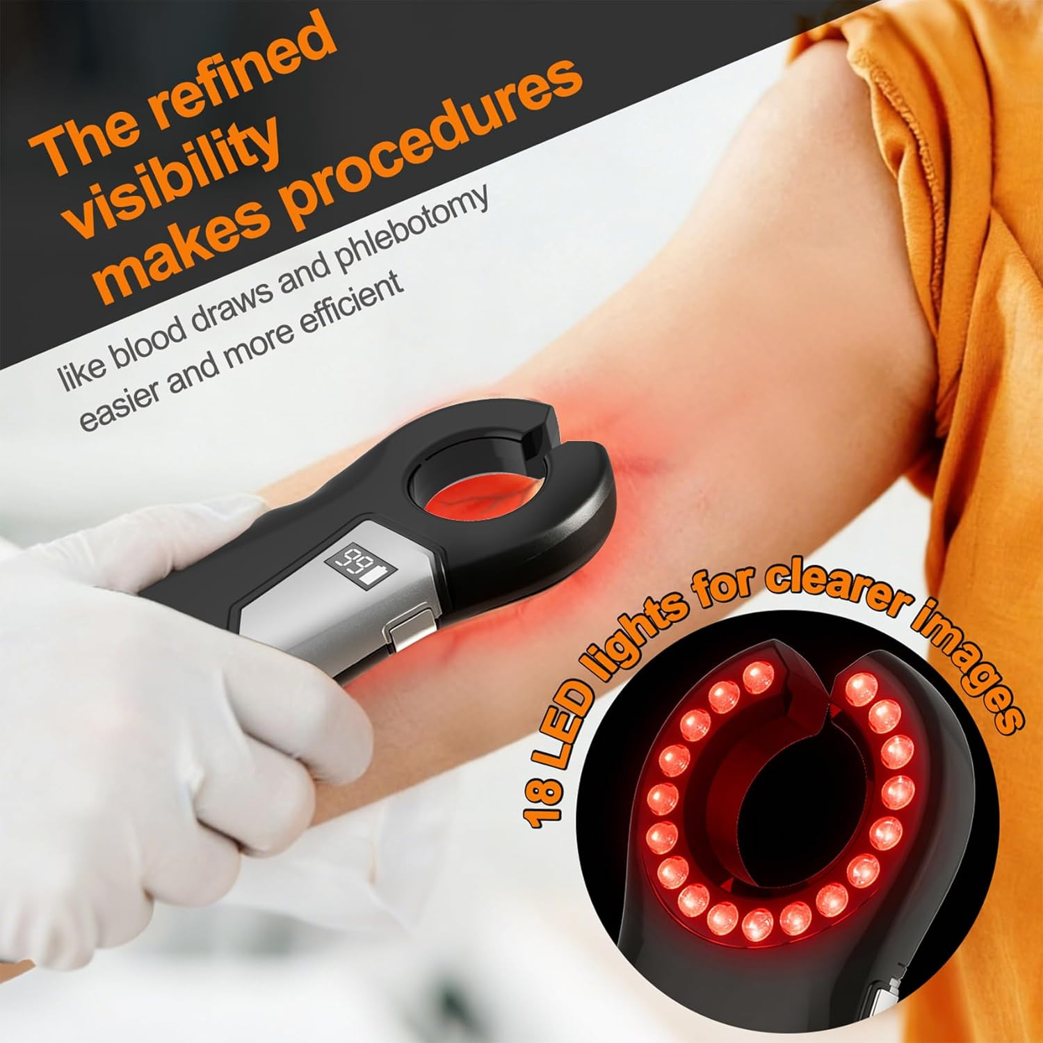 Vein Finder Infrared Red LED for IV Access Portable Hand Held Vein Finder