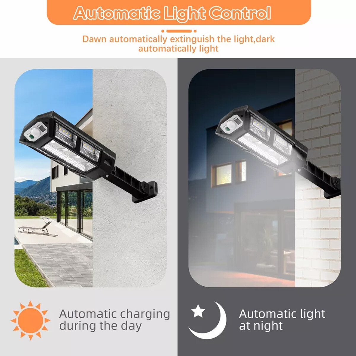 2 pcs LED Solar Flood Light Security Motion Sensor Wall Street Yard Outdoor Lamp