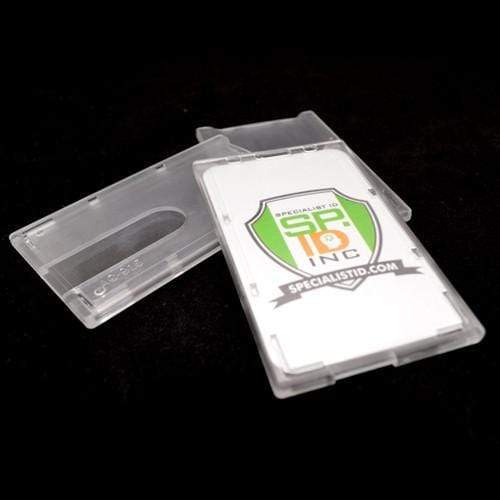 25 Pack - Rigid Hard Plastic Clear Vertical Top Load ID Badge Holders AC-915