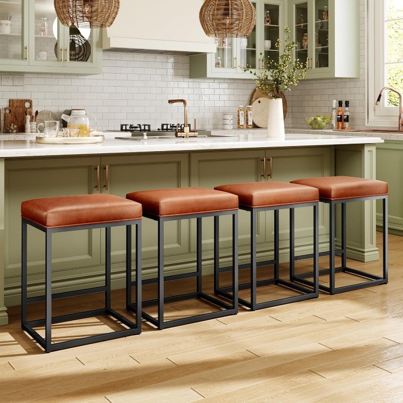 Counter Height Bar Stools Set of 3 for Kitchen Counter 24 Inch Backless Chairs
