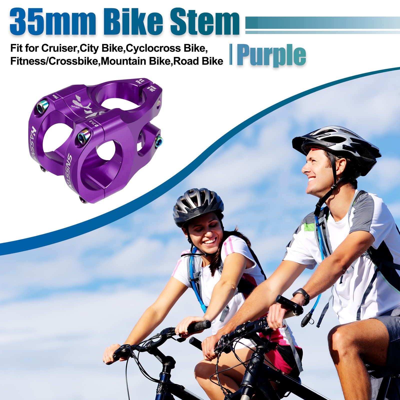 Aluminum Alloy 35mm Mountain Bike Stem Cycling Handlebar Accessories Purple