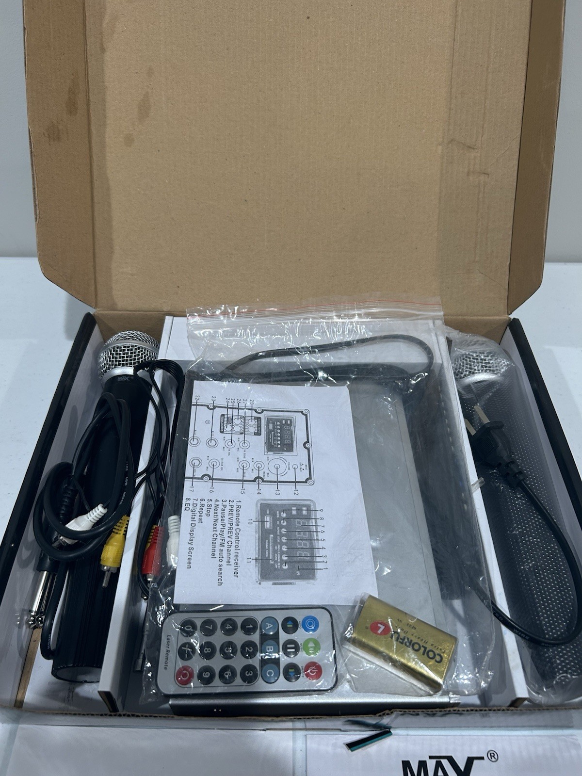 MAX MAX-8103 Dual Wireless Microphone System w/ 2 Mics Receiver Remote Box