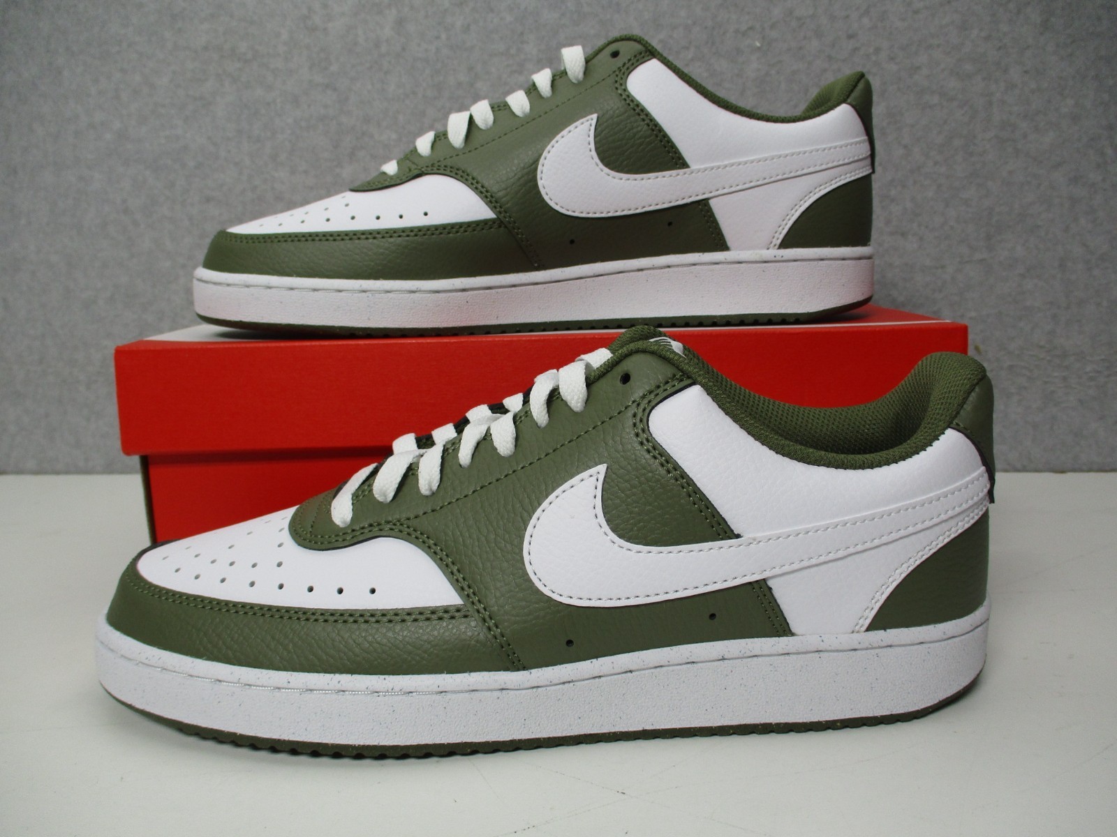 Nike Court Vision Low Green Olive White Sneakers Mens Sz 8 Womens Sz 9.5