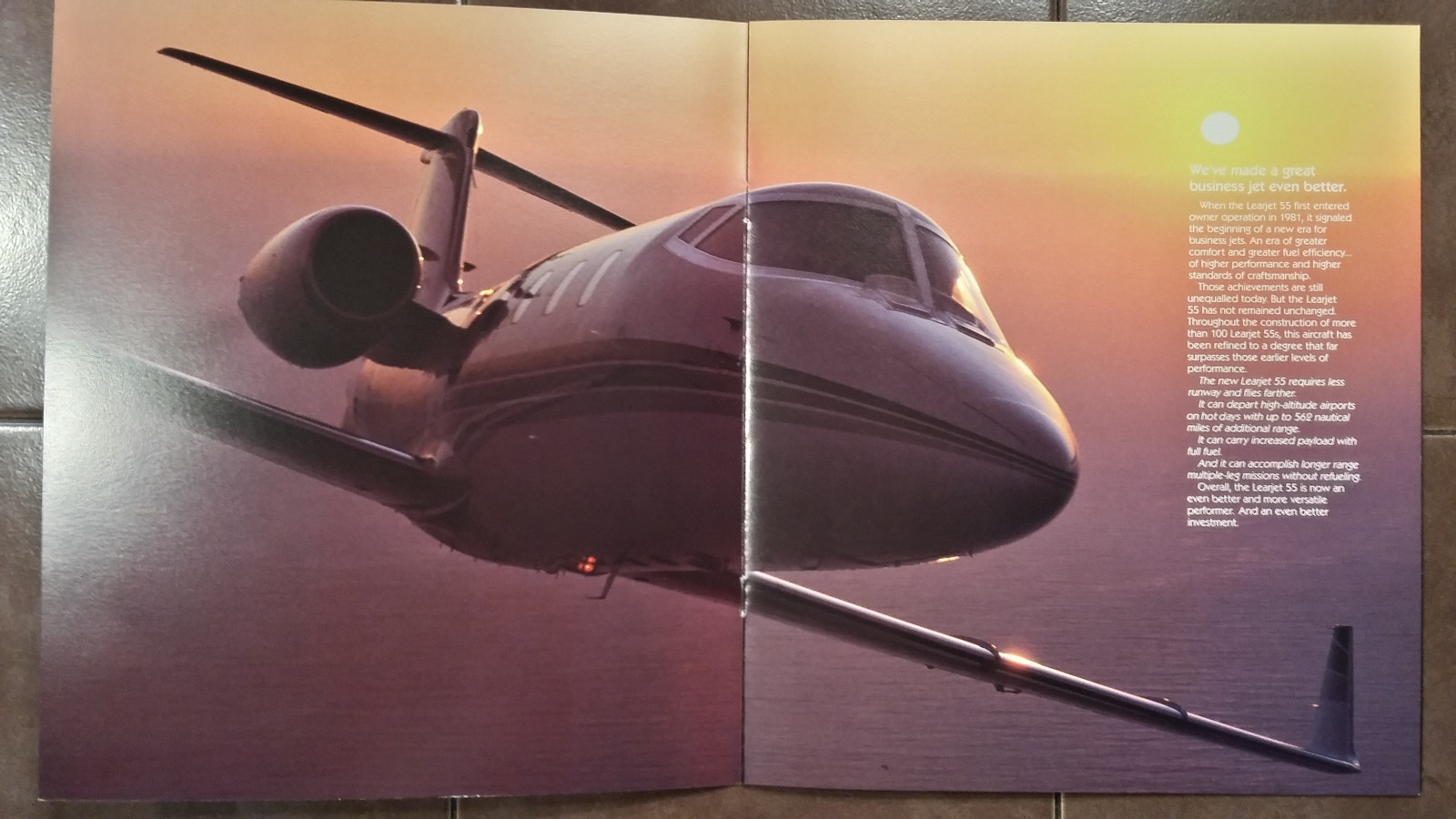 Original Gates Learjet 55 Performance Plus Brochure, 12 page, 8.75 x 10"