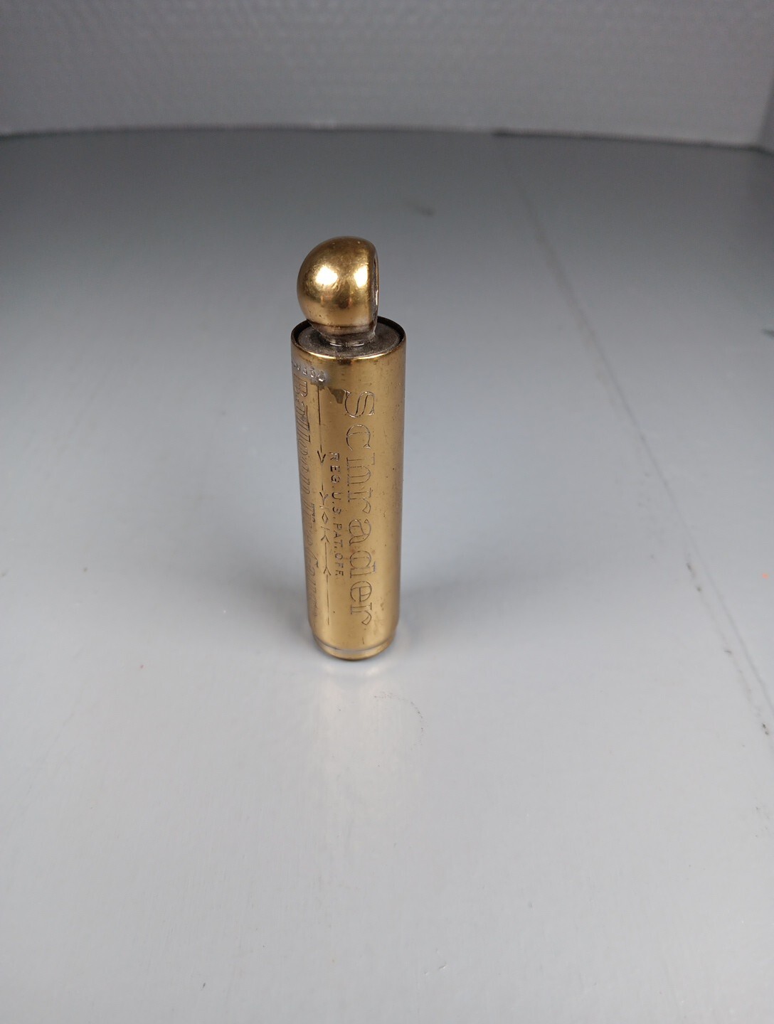 Antique Schrader Balloon Tire Pressure Gauge 10lb to 50lb Brass Pat. Date 1923
