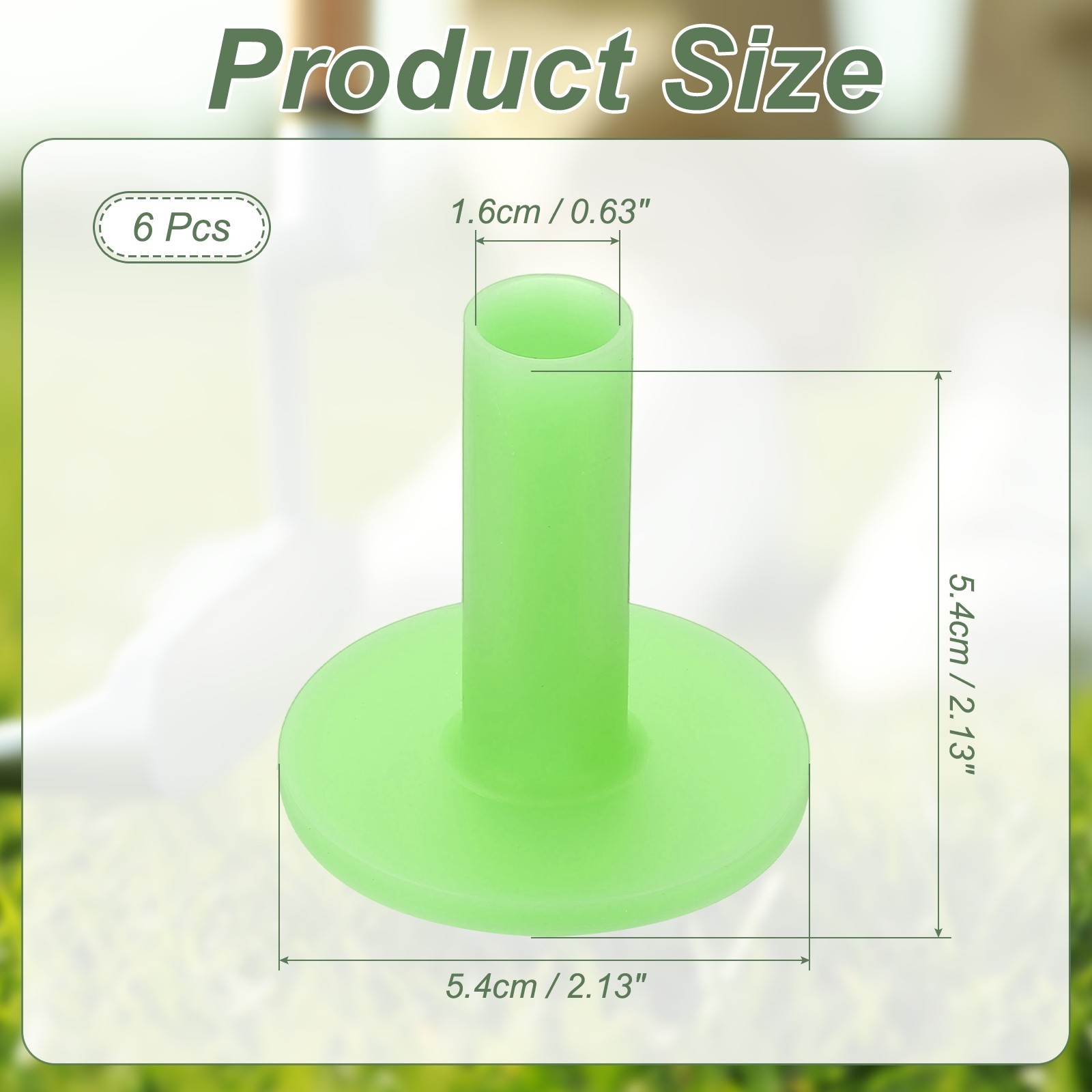 6 Pack Rubber Golf Practice Tee Driving Tee 2.1 Inch Rubber Green