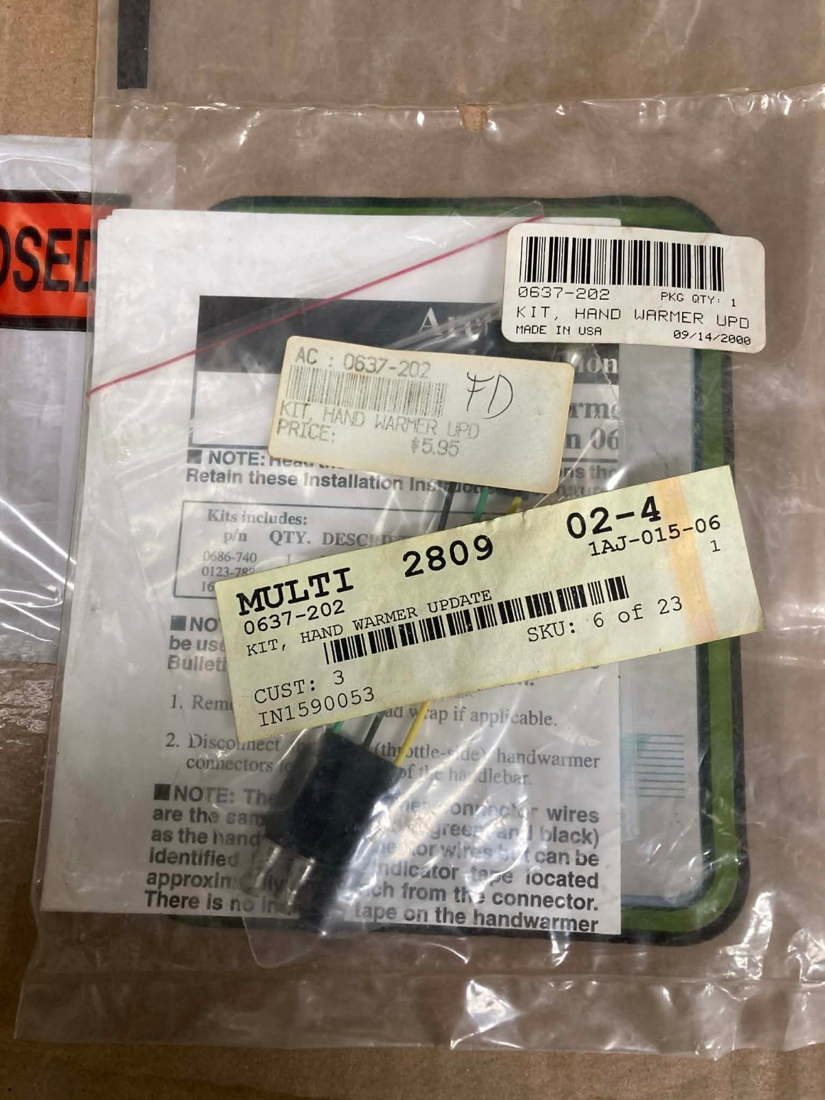 0637-202, ARCTIC CAT HAND WARMER KIT UPDATE, NEW OEM