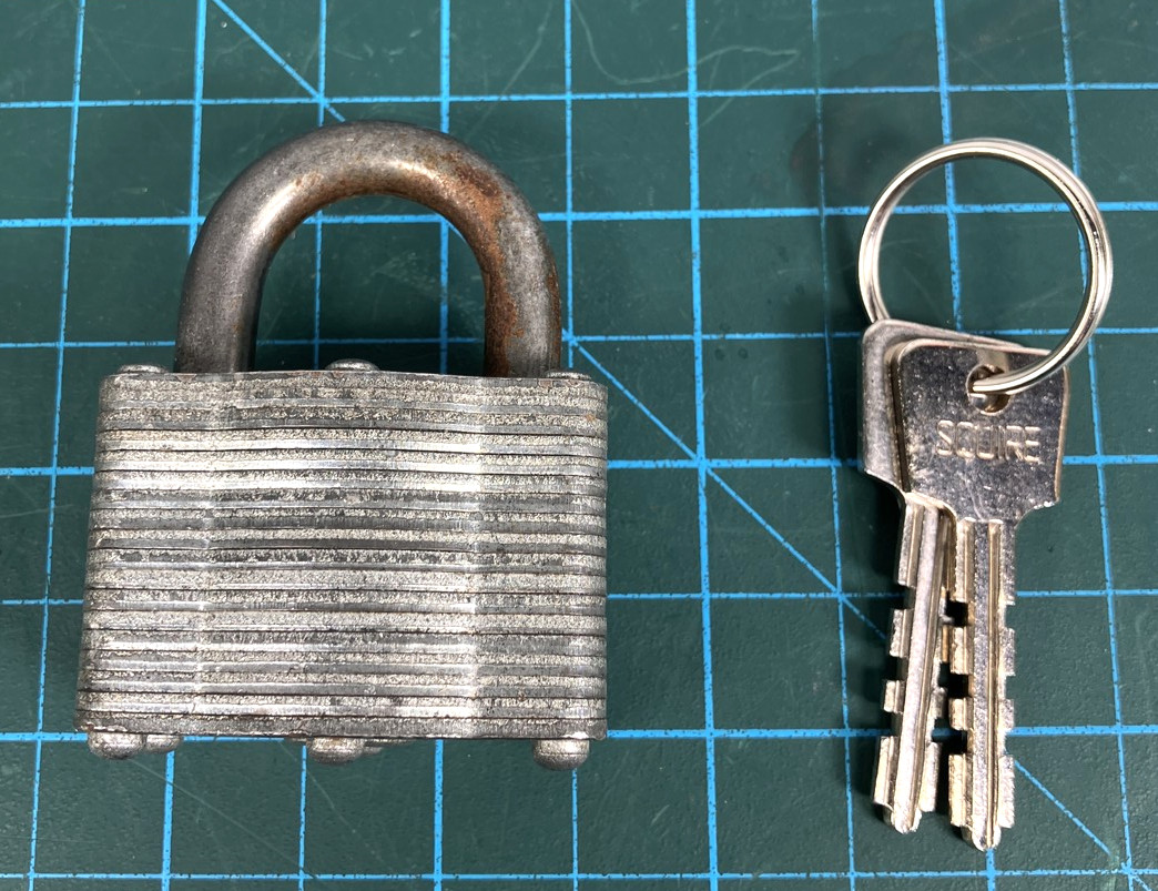 Vintage Squire No.28 Stronglock Padlock With Key England Laminated Steel Lock