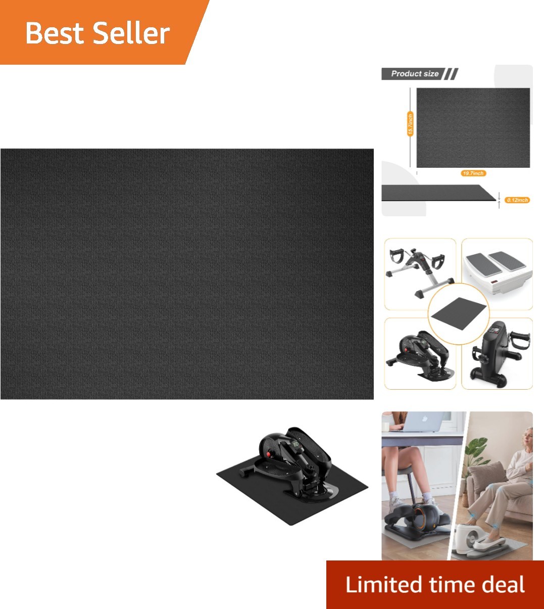 Elliptical Machine Non-Slip Mat, Apply to Under Desk Elliptical Peddler While...