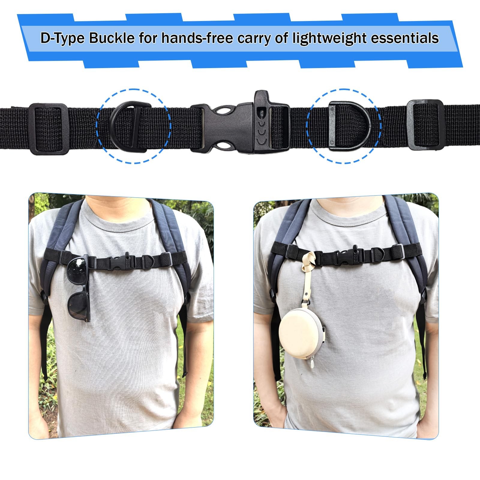 2 PCS Backpack Chest Strap Add on, Adjustable Sternum Adjustable, Black